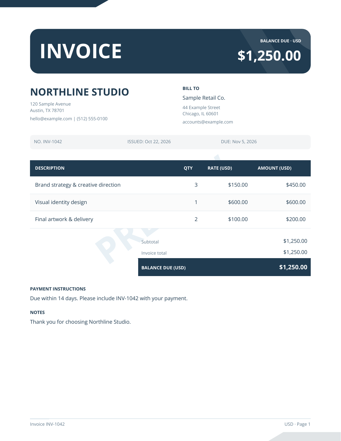 Bold invoice template